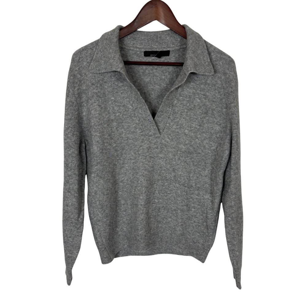 White House Black Market Gray V-Neck Wool Blend Sweater Women’s Medium